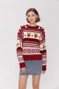 高品質パターン醜いプルオーバー女性ニットレディース冬の休日クルーネック編みパターンカップルのクリスマスセーター