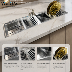 Estación de Secado Integrada en la Encimera, Escurridor de Platos <span class=keywords><strong>Empotrado</strong></span> de Acero Inoxidable con Organizador de Utensilios para Uso en Restaurantes - Product Image 3