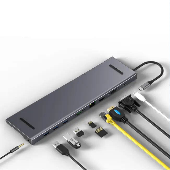 Aluminium 10 In 1 USB C zu HDTV Monitor Rj45 USB Netzwerk Hub Pd Adapter Erweiterung Hochgeschwindigkeits-USB Hub