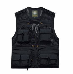 OEM personnalisé multi-poches hommes utilitaire gilet hommes en gros extérieur maille pêche tir <span class=keywords><strong>photographe</strong></span> journaliste gilet - Product Image 2