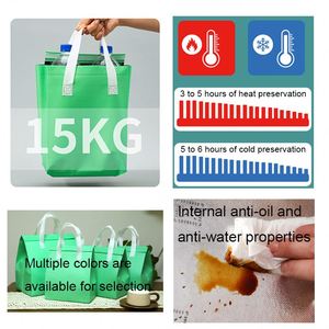 Sacs à lunch isothermes personnalisés en gros avec logo, réutilisables, promotionnels, avec poignée autocollante et feuille d'aluminium pour plats à emporter - Product Image 2