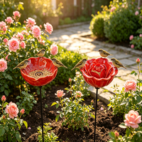 Mangeoire et abreuvoir pour oiseaux en grès à piquer dans le sol, 70 cm H, 12-15 cm de diamètre, étanche, anti-décoloration, résistant à la rouille, pour extérieur, jardin/cloison