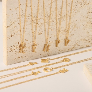 Collana di Lusso con 26 Lettere dell'Alfabeto Inglese, Ciondolo con Diamanti, Catena in Acciaio Inox Placcato <span class=keywords><strong>Oro</strong></span> 18k per Donna - Product Image 4