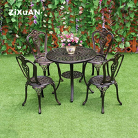 Ensemble de mobilier de jardin 3 pièces en fonte d'aluminium, style européen, pour terrasse, balcon, petit salon de café - Vente en gros usine