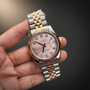 Dayjusts Rose Silver TT Pink Stone Jubilee Custom Grade Diving Stainless Steel 39mm Seikos NH35 Movt 50 Bar Water Resistant - Product Image 2