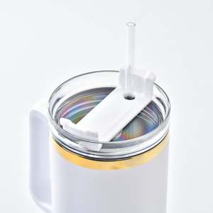 Gobelet isotherme extérieur en acier inoxydable avec poignée et paille, personnalisable avec logo, 30oz et 40oz, modèle H2.0 - Product Image 2