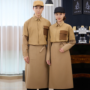 Uniforme d'hiver pour personnel d'hôtel et de restaurant 25333-34, tenue de service de restauration à manches longues pour l'équipe de café, vêtements de travail professionnels quotidiens - Product Image 2