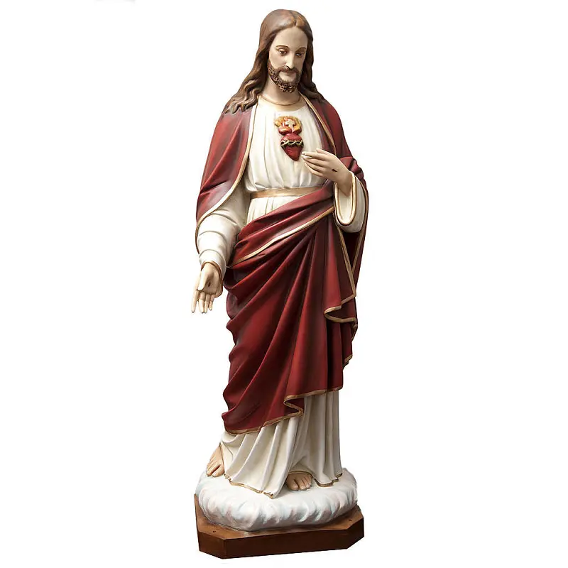 Reçine kapalı açık dekoratif kutsal kalp İsa mesih heykelcik reçine katolik heykelleri