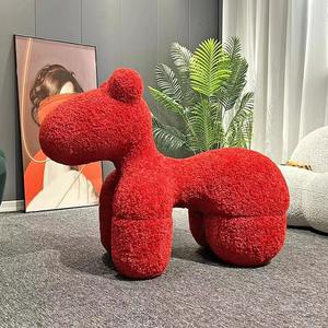 Nouveau mignon poney en forme d'enfants chaise pour salon chambre Villa luxueux moderne unique chaise de loisirs velours chaise longue - Product Image 5