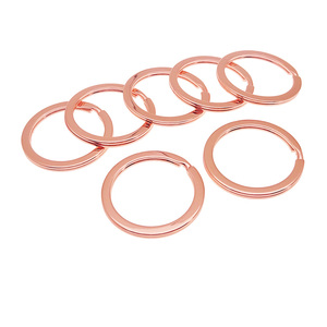 Porte-clés en métal plat robuste, pièces, or Rose, accessoires fendus - Product Image 1