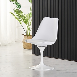 Sedia da Pranzo Girevole Contemporanea con Seduta Imbottita, <span class=keywords><strong>Design</strong></span> Tulipano in Plastica, Gambe in Metallo Bianco - Product Image 3