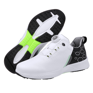 Chaussures de golf pour hommes, dernières nouveautés du fabricant, lacets rétractables automatiques, dessus en cuir véritable, semelle intermédiaire en caoutchouc, hiver et été - Product Image 2