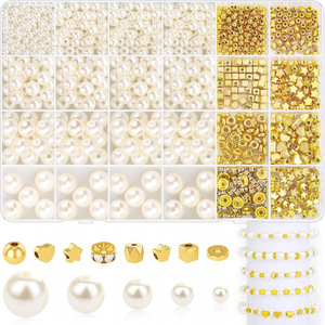 Juego de 24 Compartimentos de Perlas de Imitación de 6mm, Perlas Espaciadoras para Manualidades, Accesorios para Hacer Joyería, Perlas Redondas para Pulseras y Pendientes - Product Image 3