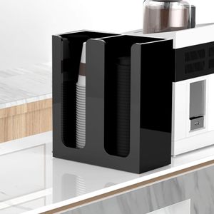 Portavasos de Papel Acrílico Personalizado para Mostrador, Caja de Almacenamiento de Vasos de Café con Rejilla Dividida, Tapa con Pajita, Diseño Superpuesto - Product Image 3