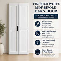 Portes pliantes de grange en MDF blanc fini de 96 po, épaisseur 1,38 po, pour villa, salon, hôtel et ferme (planches uniquement)