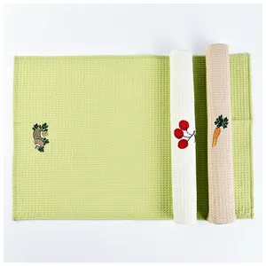 Embroidery Kitchen Tea Towel LOGO Custom Custom Pattern Cotton Linen Dish Towel Set Gift Hand Towel