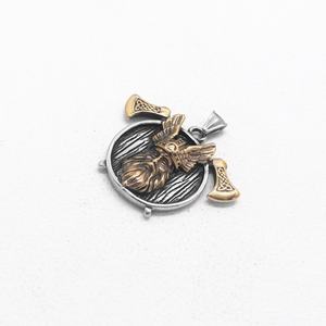 Pendentif Rétro Doré Série Viking, Pendentif en Acier Inoxydable en Forme de Personnage, Bijoux Tendance, Bijoux pour Hommes à Porter au Quotidien - Product Image 5