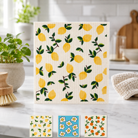 Chiffon de cuisine suédois absorbant et réutilisable, imprimé fruits, en cellulose biodégradable, pour le nettoyage quotidien