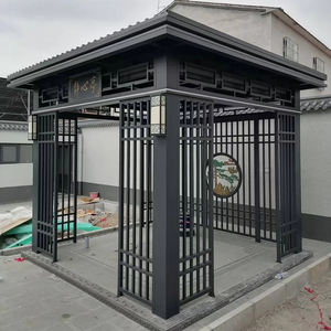 Pergola motorisée <span class=keywords><strong>en</strong></span> aluminium pour extérieur avec auvent rétractable, parois latérales <span class=keywords><strong>en</strong></span> verre, capteur de vent et pare-soleil pour jardin et piscine - Product Image 1