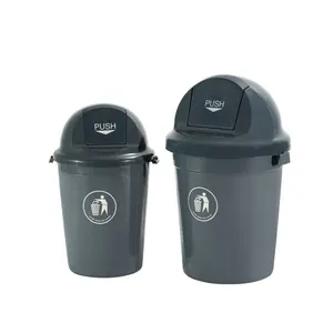 Grey color round type outdoor dustbin garbage bin with rolling cover dome lid