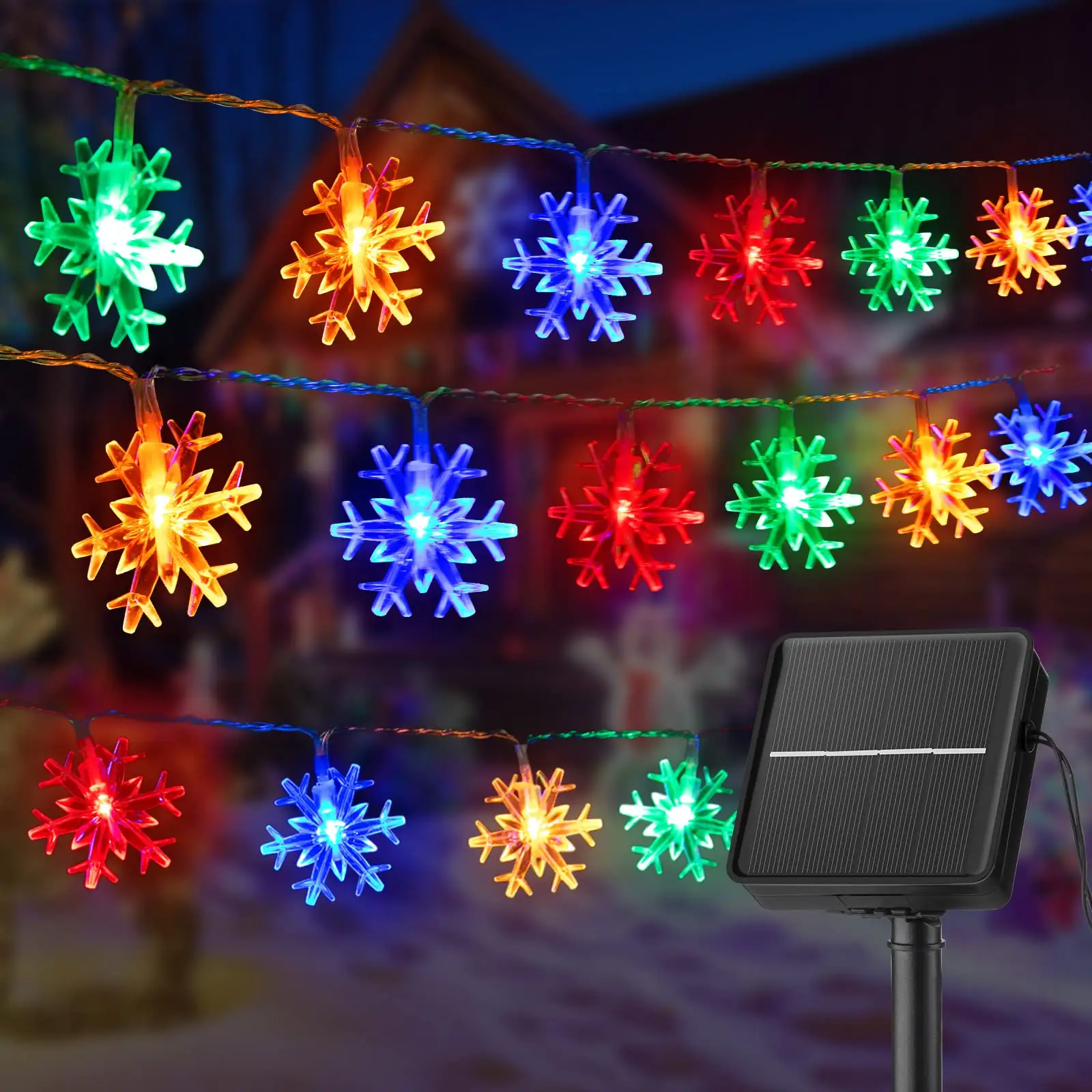 SHENPU Solar Weihnachten Schneeflocke Lichterketten LED 39 FT Outdoor wasserdichte Lichterketten mit 8 Beleuchtungs modi für die Hochzeit