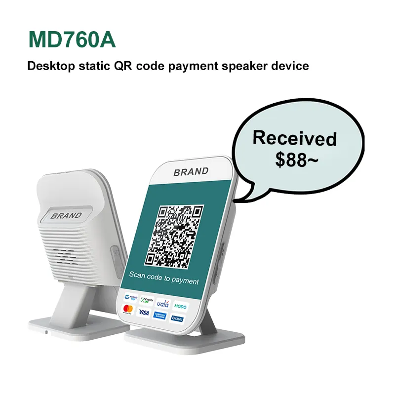 RINLINK MD760A शॉप हॉट प्रोडक्ट 4G 2G वाईफ़ाई स्टेटिक QR कोड भुगतान डिवाइस लाइव स्पीकर के साथ
