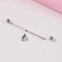 Piercing d'oreille en alliage de titane, style international, tendance personnalisée, avec zircon, à tige longue et droite, pour l'os de l'oreille, mode luxe léger