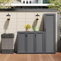 Armario de Almacenamiento Exterior Minimalista Moderno con Estructura de Acero Ligero, Resistente al Fuego, Duradero, Techo Reflectante, Impermeable y Ecológico