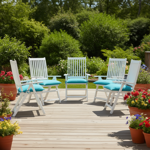 Outdoor Chair <b>Cushions</b> Set Of 6 Light Blue Oxford Fabric <b>Rectangular</b> Water Resistant Removable Washable All Season Use - Product Image 2