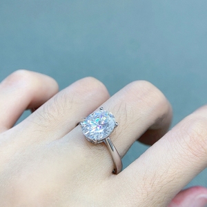 9 Tinh Khiết Bạc S925 Đa Năng Đồ Trang Sức Ngón Tay <span class=keywords><strong>Zircon</strong></span> Và 3ct Hình Bầu Dục Bất Kim Cương Moissanite Engagement Ring Cho Phụ Nữ Cảm Ơn Bạn Quà Tặng - Product Image 4