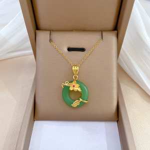 Collier en diamant micro-incrusté pour femme avec fleur <span class=keywords><strong>bague</strong></span> en jade Ins Internet célèbre chaîne <span class=keywords><strong>de</strong></span> clavicule accessoires Zircon pierre principale - Product Image 6