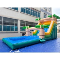 Vente en gros usine : Toboggan gonflable combiné 10x4x5m en forme de palmier, parc aquatique en PVC pour divertissement commercial extérieur, capacité 500kg