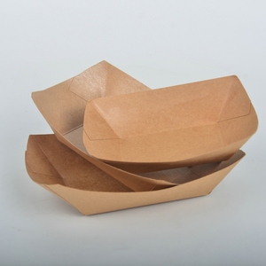 गर्म कुत्तों के लिए डिस्पोजेबल ब्लैक क्राफ्ट पेपर ट्रे 1/4 छोटे सर्विंग्स और भोजन के लिए सुशी डिब्बाबंद भोजन - Product Image 3