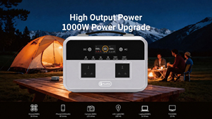 Station d'alimentation LiFePO4 1000W 1000Wh pour ordinateur portable et téléphone, batterie au phosphate de fer et de lithium, onde sinusoïdale pure, durée de vie de 4500 cycles - Product Image 4