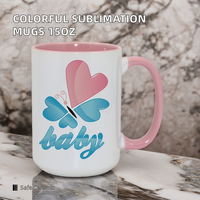 Mug en porcelaine personnalisé avec impression intégrale par sublimation, 15 oz, sans BPA, résistant à la chaleur, pour impression DIY, utilisation promotionnelle pour les entreprises