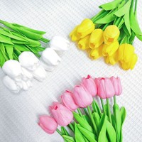 Heetverkopende mini-tulpen van PU kunstbloemen, thuisdecoratie, real touch, handgemaakt, waterdicht, modern bloemendesign, groothandel