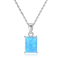 Offre Spéciale feu bleu carré opale pendentif collier Design Original S925 argent à la mode femmes bijoux usine en gros