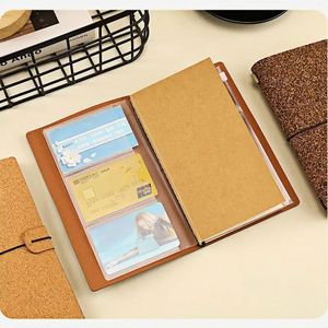 Custom Printing Handmade Leather Pocket Journal <b>Lined</b> Blank Cork Diary Travelers Insert Binding Refillable <b>Notebook</b> 100 Sheets - Product Image 3