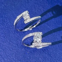 Cincin Berlian Buatan Laboratorium Grosir Emas Putih 18k Potongan Bulat Brilian HPHT untuk Wanita Perhiasan Mewah Berkualitas Tinggi Merek H&F Model WGXC02