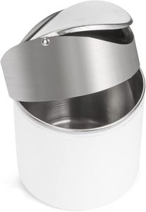 Bidone della spazzatura bianco in acciaio inossidabile piccolo bidone della spazzatura per casa, ufficio, cucina, tavolo da tavola, camera da letto, auto - Product Image 3