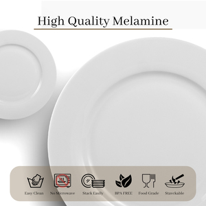 Piatti Bianchi Semplici JQY per Ristoranti e Buffet, 5-14 Pollici, Logo Personalizzabile, Stoviglie in Melamina Infrangibili - Product Image 3
