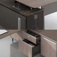 Meuble de bureau moderne et simple avec classeur intégré, style panneau bois, mobilier de direction de luxe pour cadre supérieur et dirigeant, avec rangement