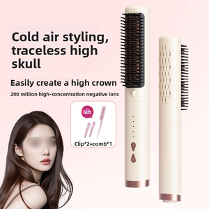 Peigne lissant multifonctionnel 4 températures, ions négatifs, <span class=keywords><strong>brosse</strong></span> lissante mini double usage pour homme et femme - Product Image 3