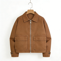 Blouson Bomber Homme Personnalisé en Toile Lavée Style Vintage, 100% Coton, Durable, Réversible, Écologique, Streetwear, Cargo Uni, Grande Taille