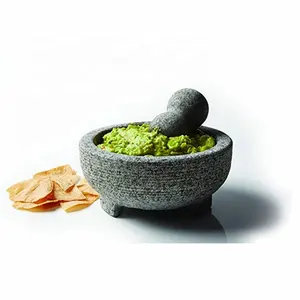 Hete Verkoop Graniet Traditionele Kruiden Specerij 4 Inch Mexico Molcajete Tejolote Kom Mortel En Stamper Voor Keuken Thuis