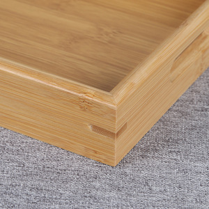 Plateau de service rectangulaire en bambou So Tom And Principe, bois naturel, pour thé, café, hôtel, usage domestique, lot de 2 tailles - Product Image 3