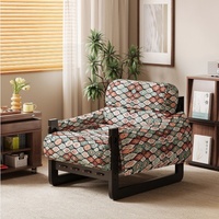 Fauteuil de détente moderne avec structure en bois massif et intérieur en tissu pour salon, chambre et bureau à domicile
