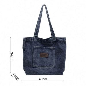 Sac fourre-tout en toile pour la vie quotidienne, grande capacité, en jean, pliable, avec logo personnalisé – Vente directe usine - Product Image 2