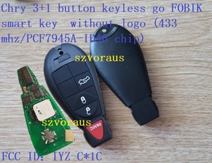 Llave Inteligente Chry con 3+1 Botones, Control Remoto FOBIK Keyless GO (433 Mhz/Chip PCF7945A-ID46) - Product Image 2