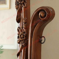 Flip Full Length Mirror Carved Floral 74" Tall Oval Solid Wood Freestanding Traditional Full Length Mirror for Bedroom Closet
